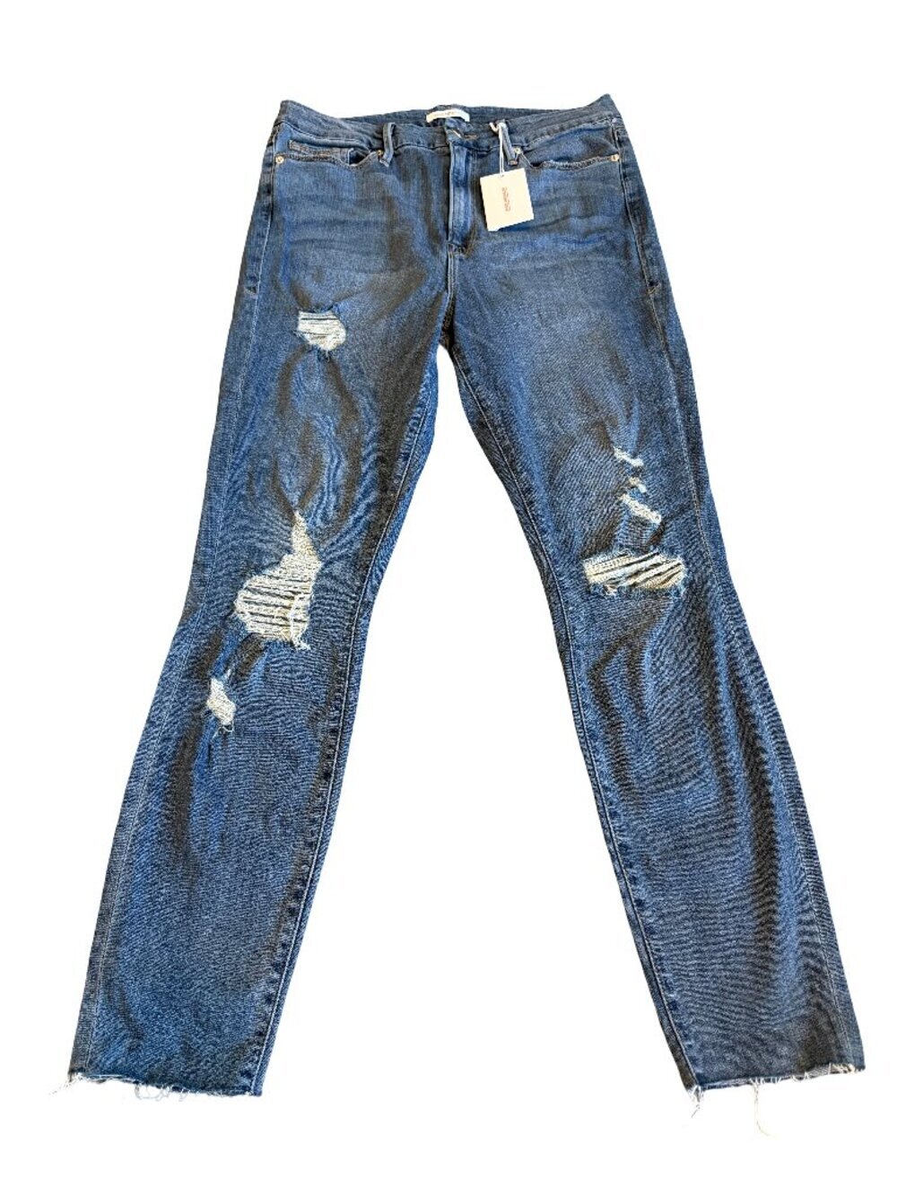 Good American Distressed Dark Blue Skinny Jeans